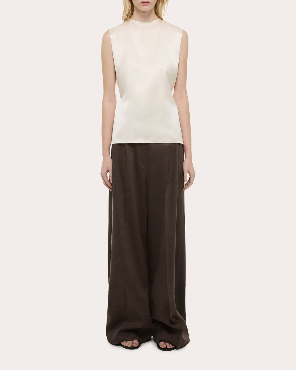 Silk Satin Reversible Scarf Drape Top