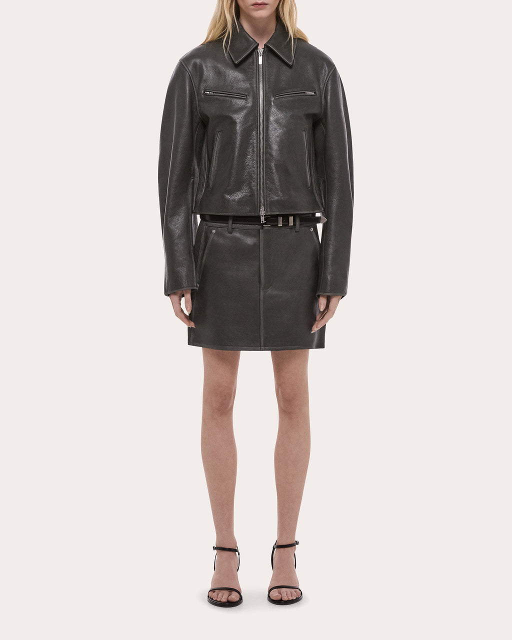Distressed Leather Biker Jacket
