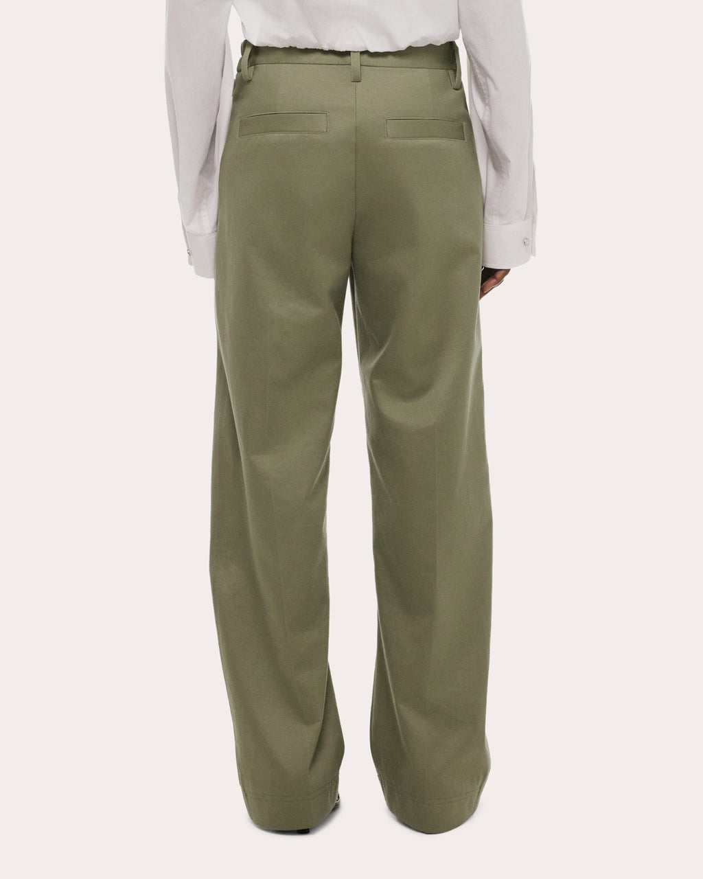 Cotton Chino Twill Pleated Barrel Trousers