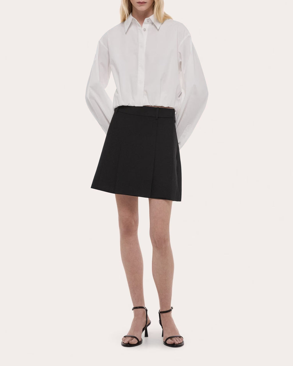 Wool Gabardine Wardrobe Pleated Mini Skirt