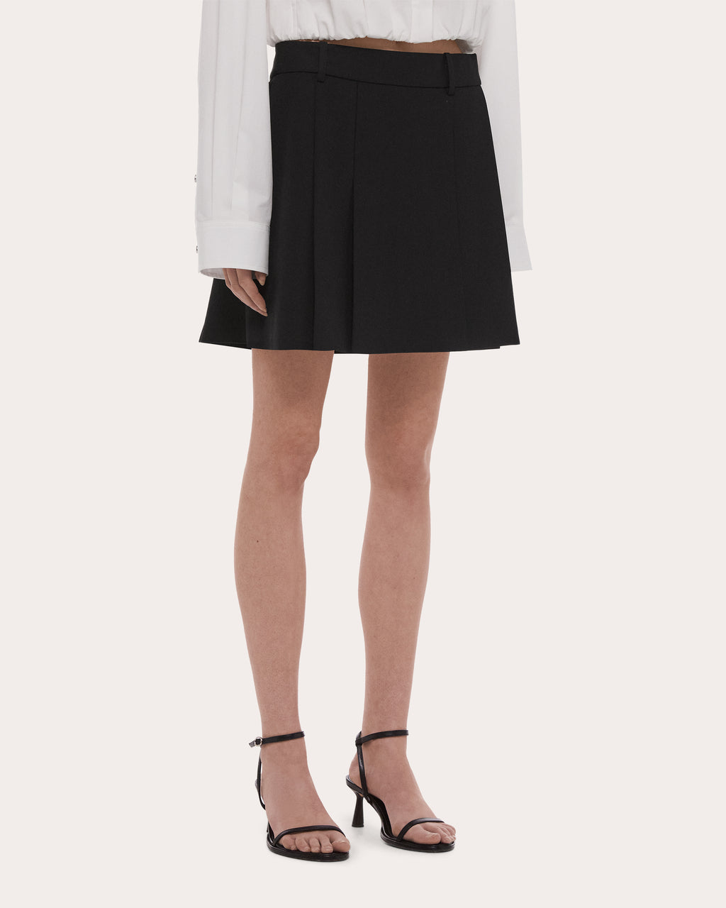 Wool Gabardine Wardrobe Pleated Mini Skirt