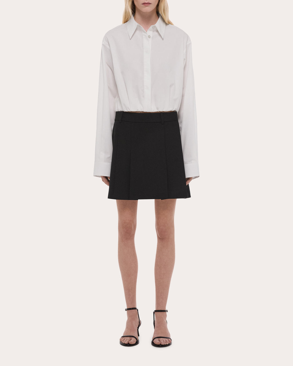 Wool Gabardine Wardrobe Pleated Mini Skirt