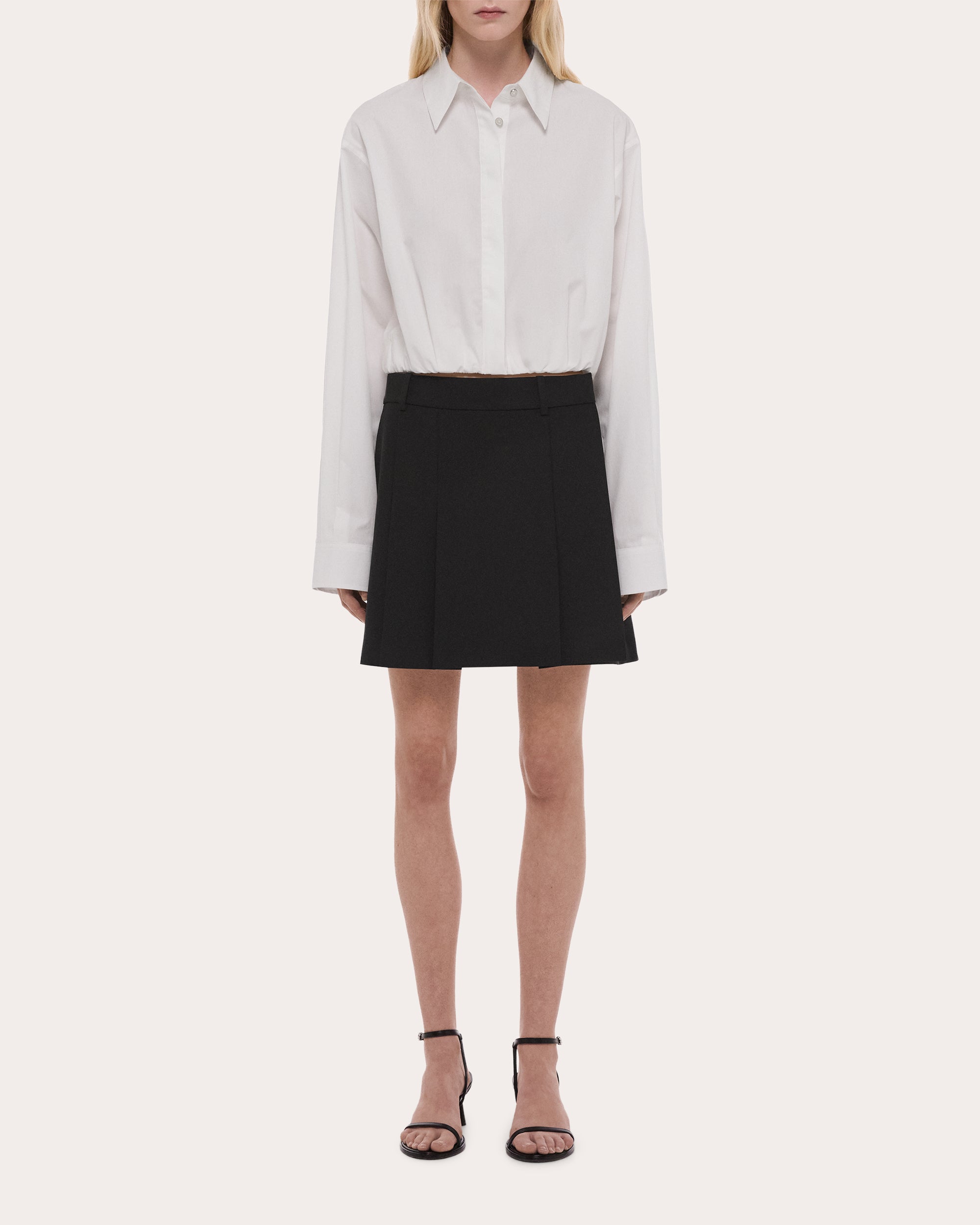 Wool Gabardine Wardrobe Pleated Mini Skirt