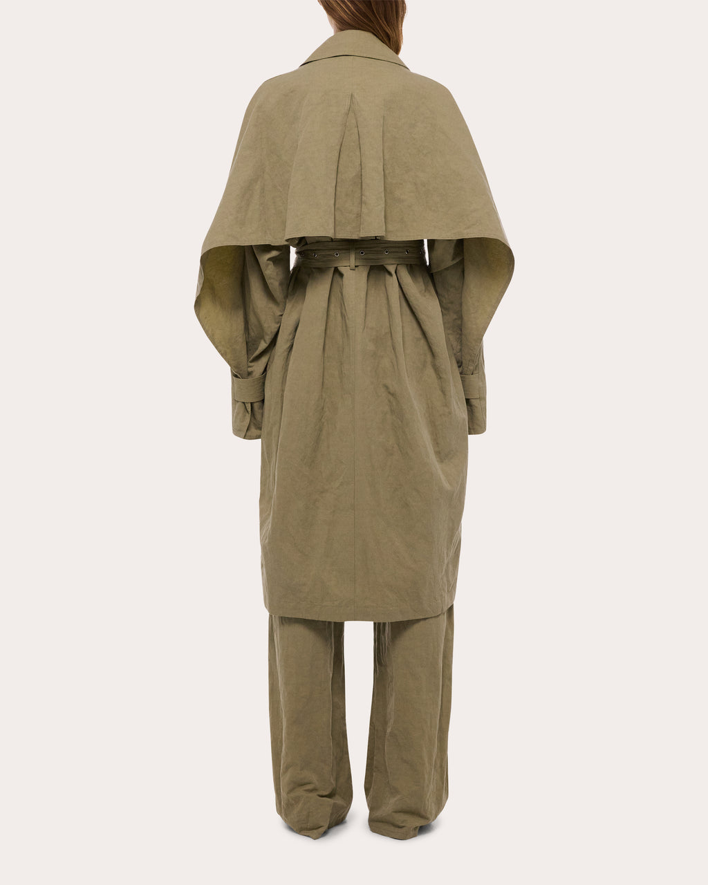Cotton Linen Cape Trench Coat