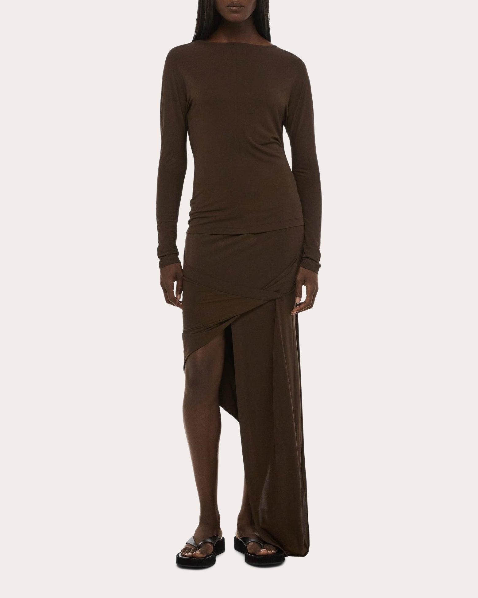 Stretch Jersey Draped Cowl Back Top