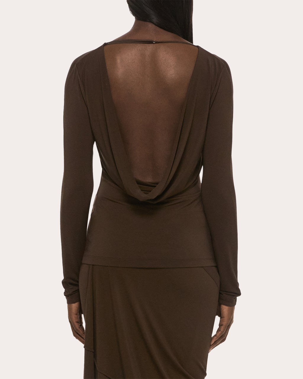 Stretch Jersey Draped Cowl Back Top