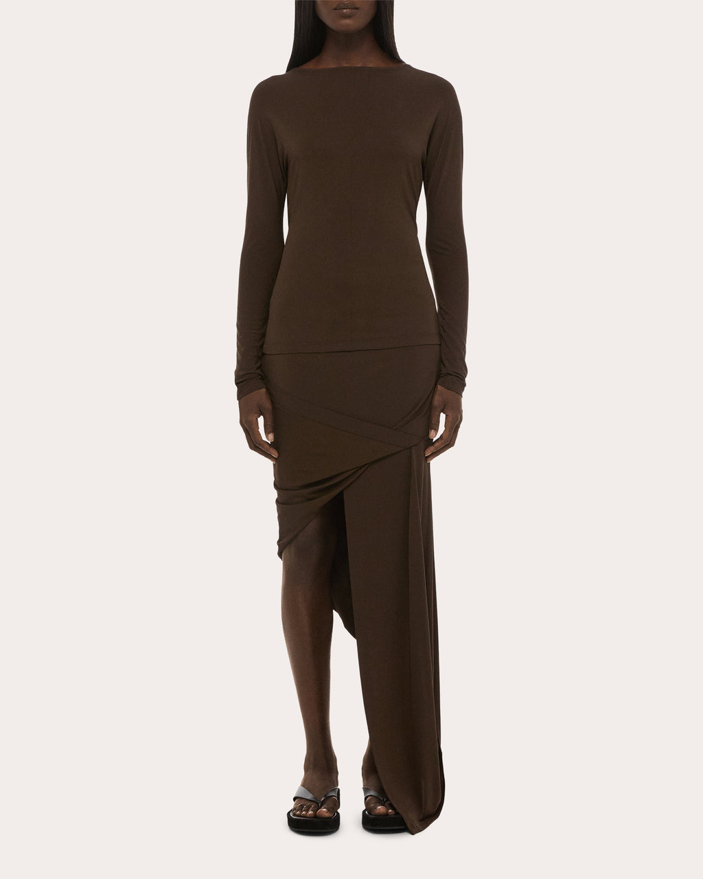 Stretch Jersey Draped Cowl Back Top