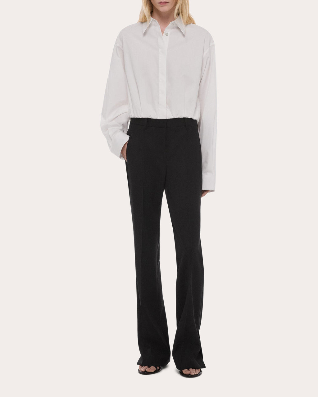 Cotton Poplin Cropped Blouson Button-Up