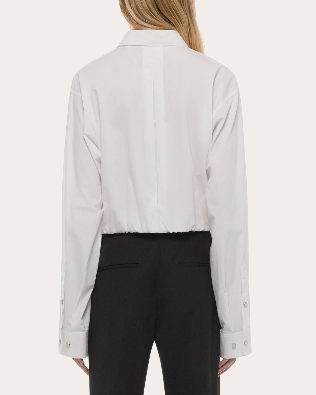 Cotton Poplin Cropped Blouson Button-Up