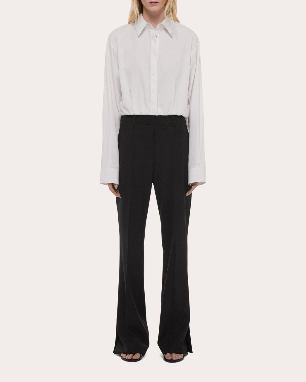 Cotton Poplin Cropped Blouson Button-Up