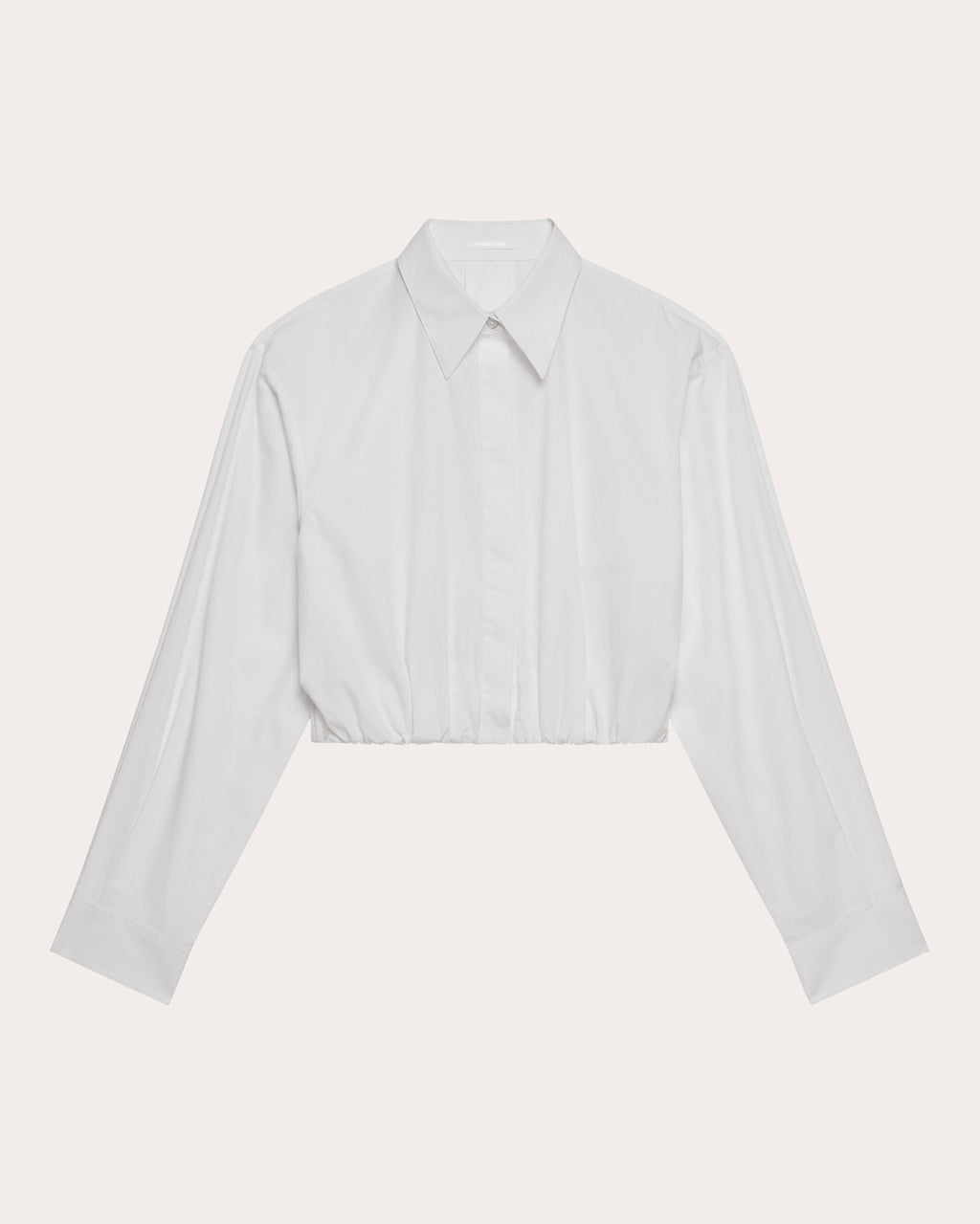 Cotton Poplin Cropped Blouson Button-Up