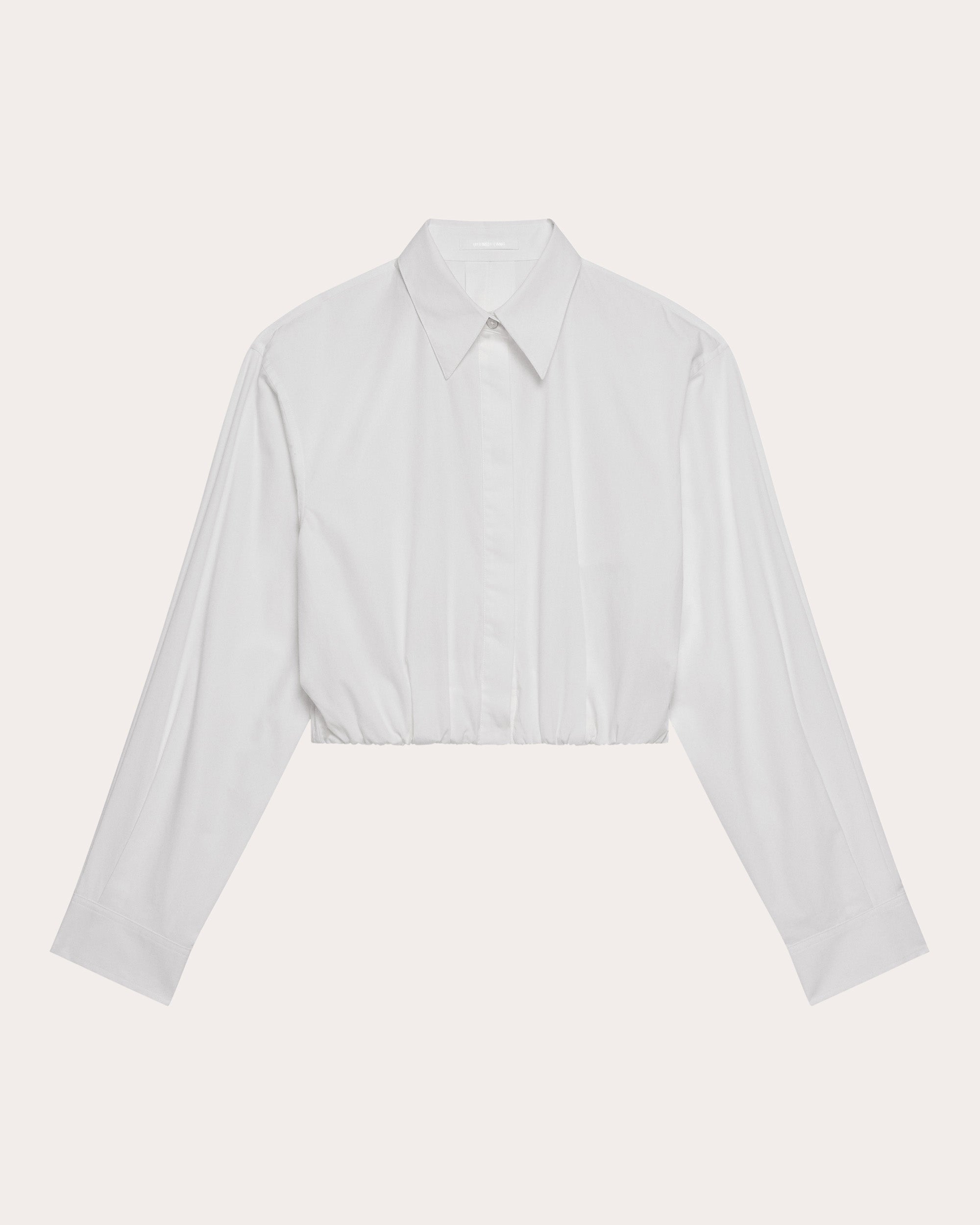 Cotton Poplin Cropped Blouson Button-Up