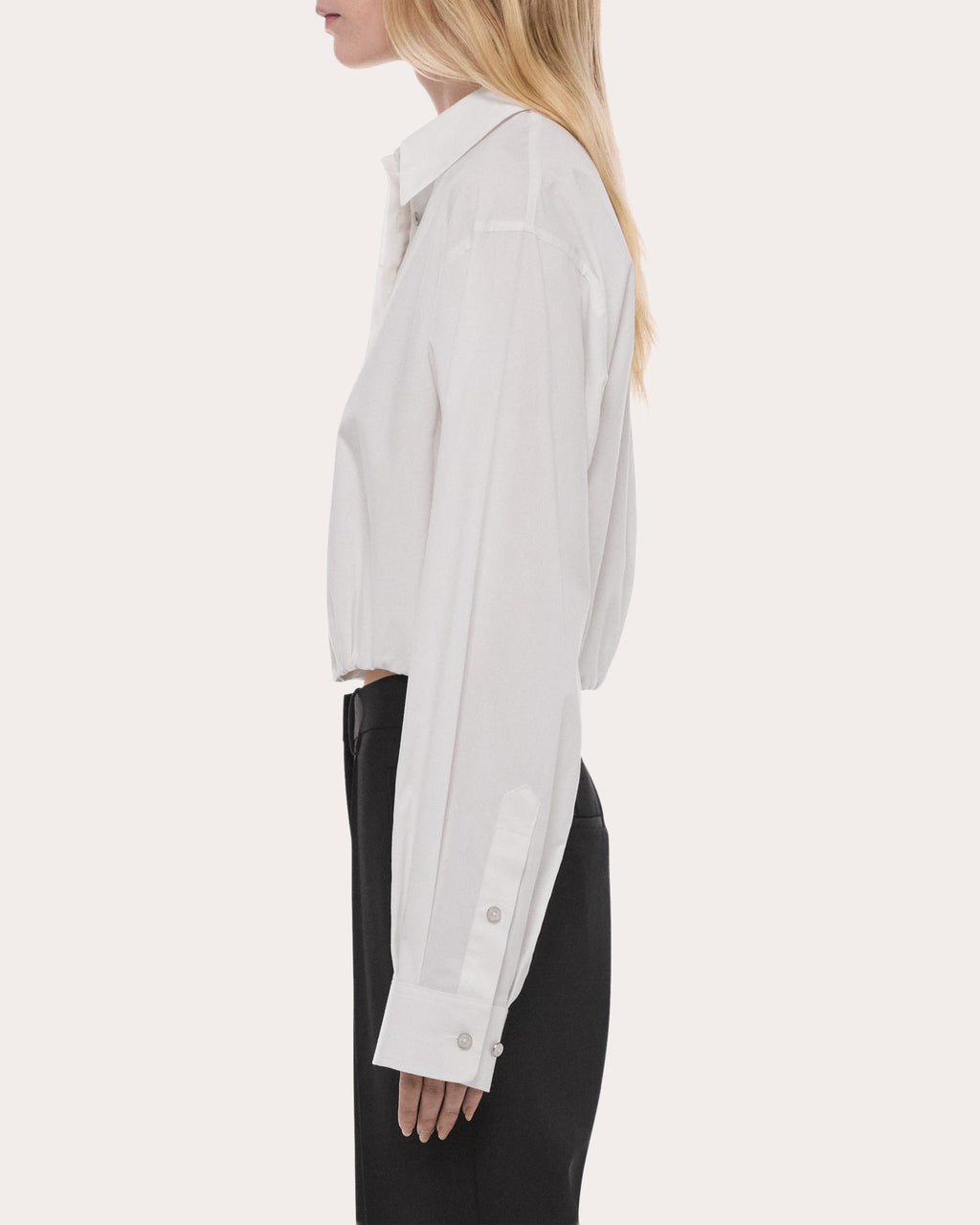 Cotton Poplin Cropped Blouson Button-Up