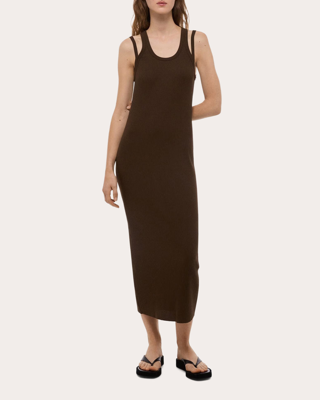 Ribbed Racerback Strap Midi Dress