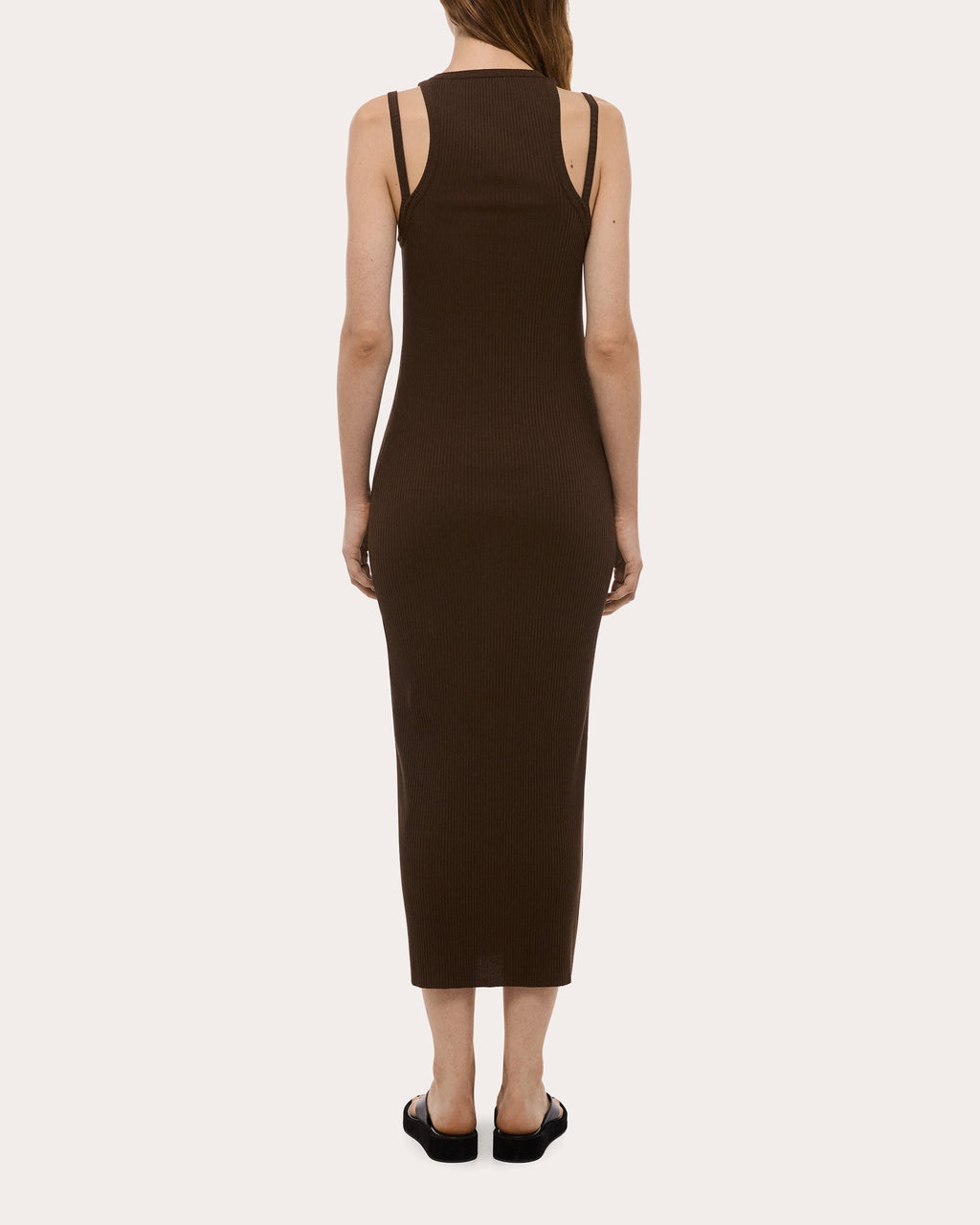 Ribbed Racerback Strap Midi Dress
