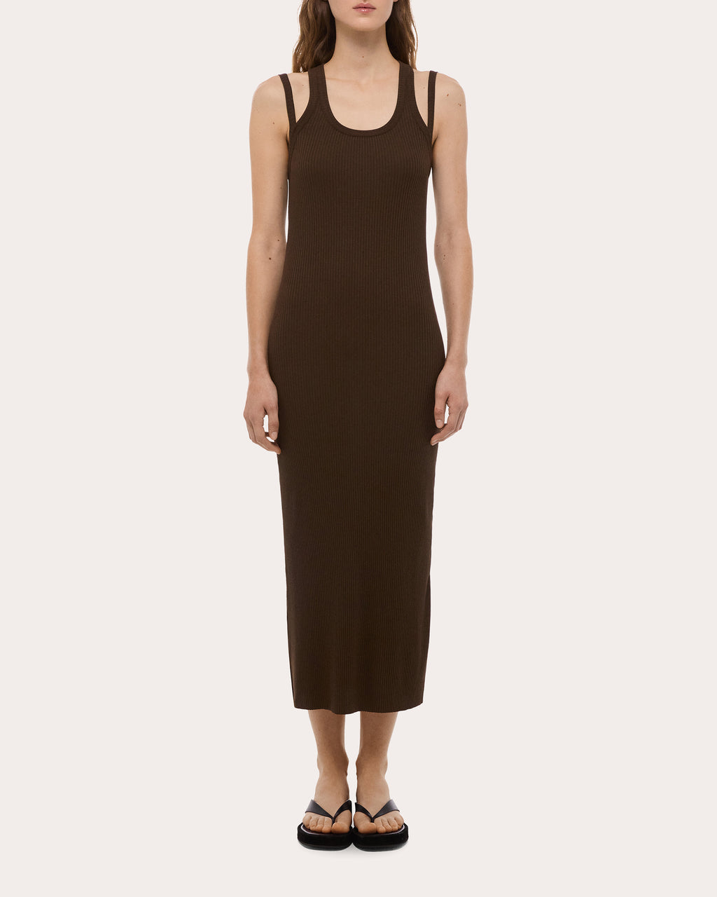 Ribbed Racerback Strap Midi Dress