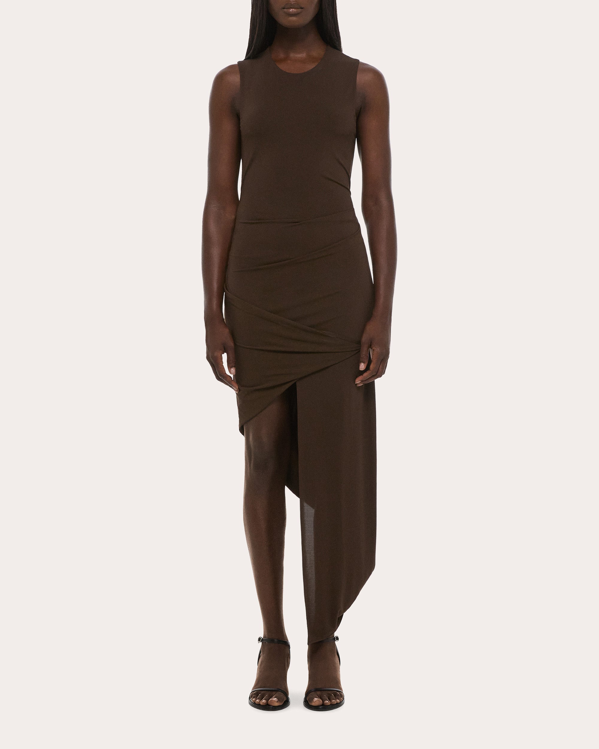 Jersey Twisted Drape Sleeveless Dress
