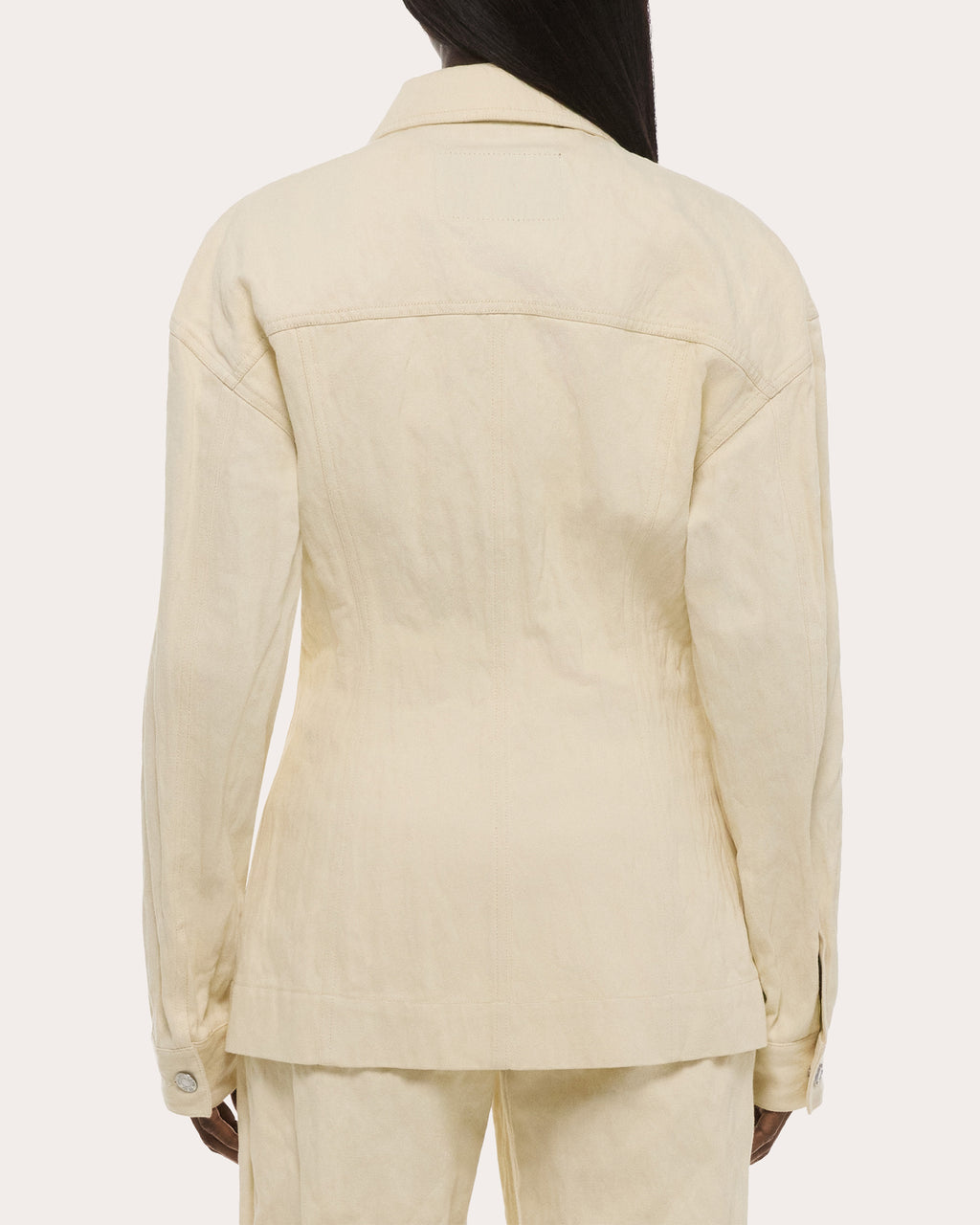 Crushed Metallic Twill Trucker Jacket