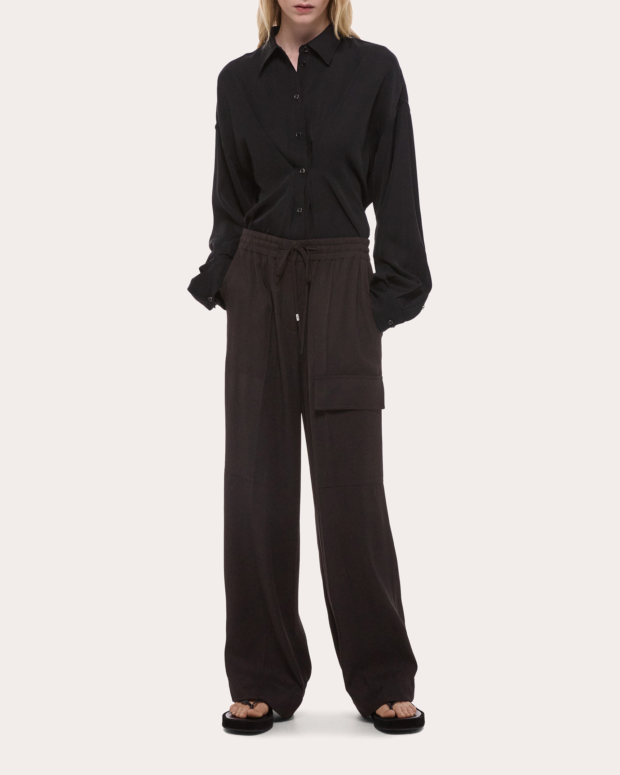 Lightweight Twill Drawstring Cargo Pants