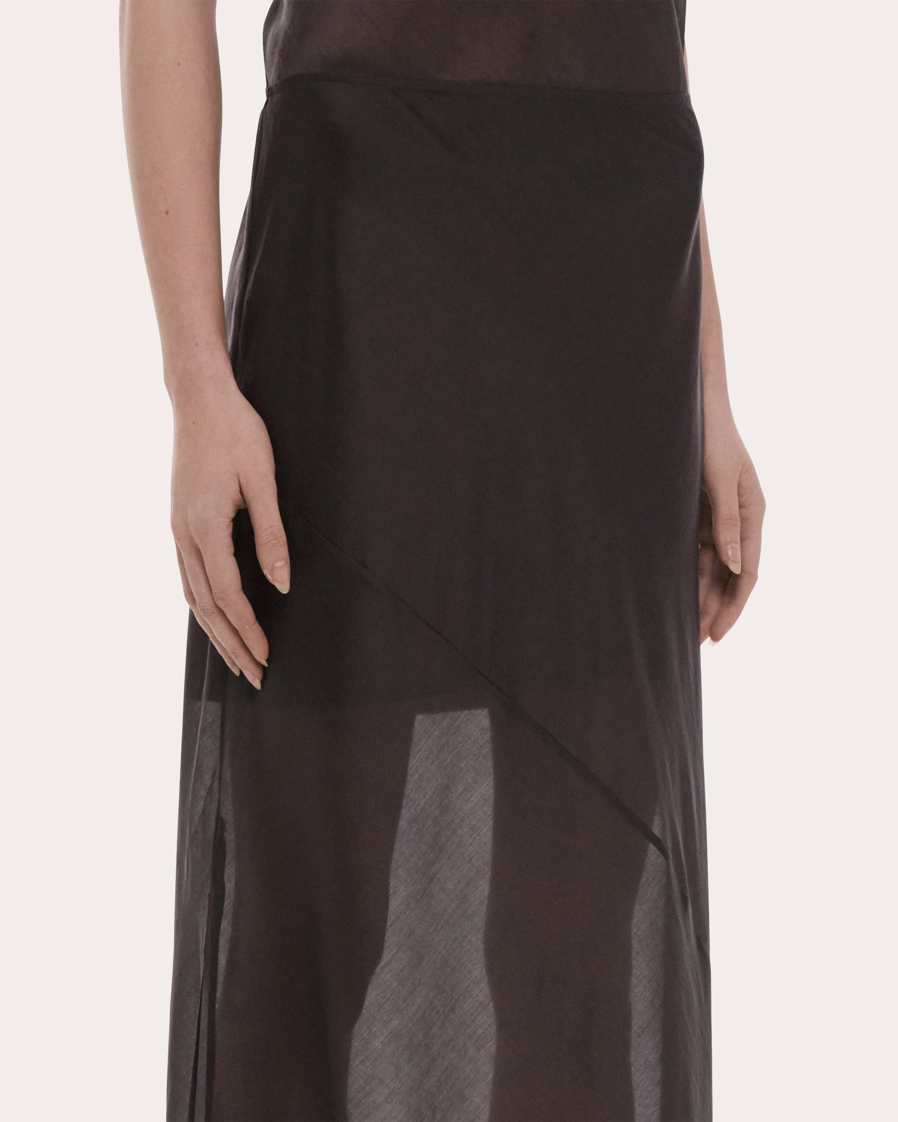 Sheer Airy Voile Layered Maxi Skirt