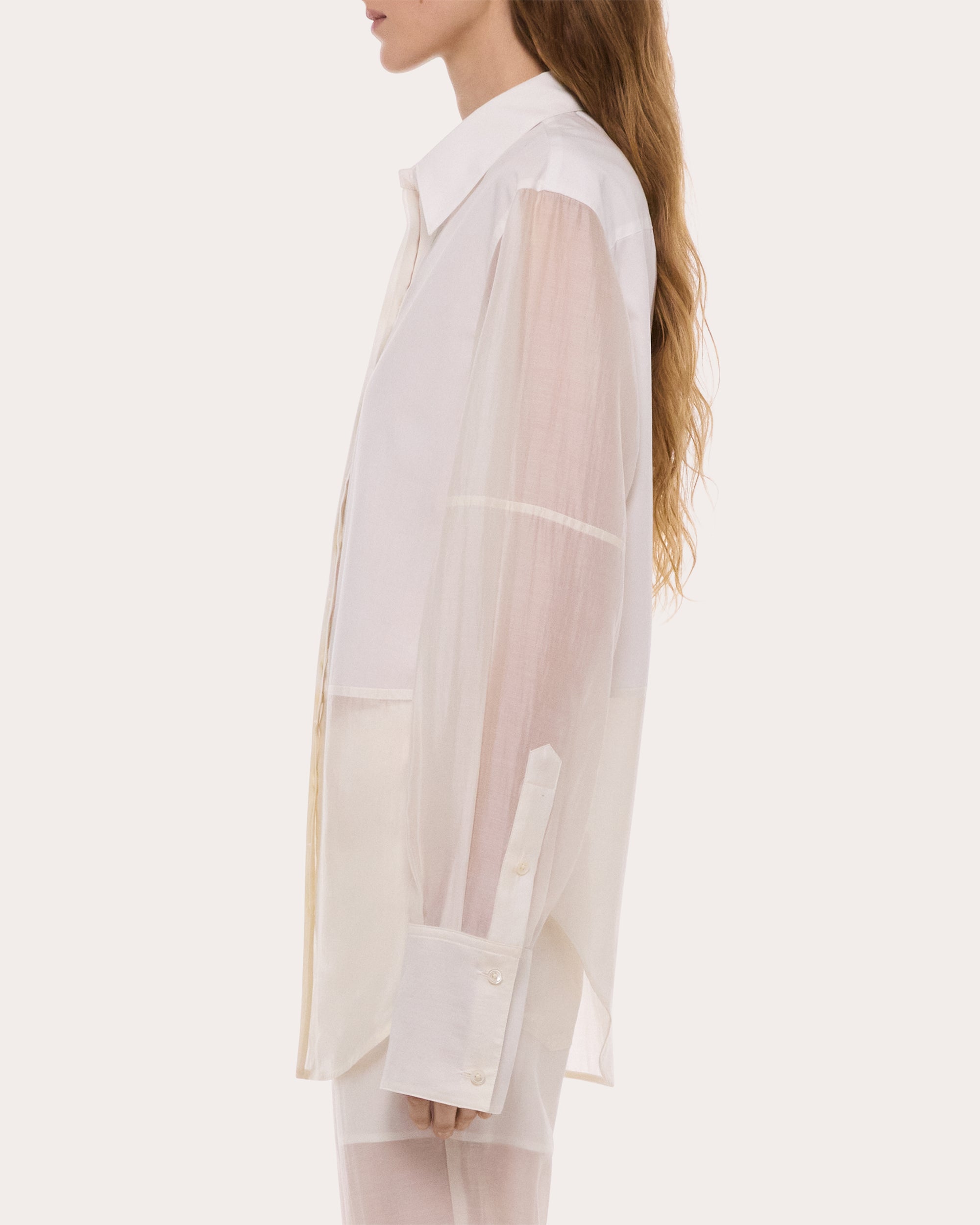 Cotton Poplin Voile Combo Button-Up