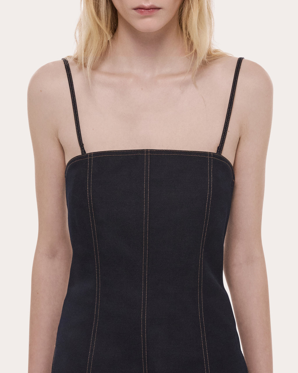 Minimal Topstitched Slip Bustier Top
