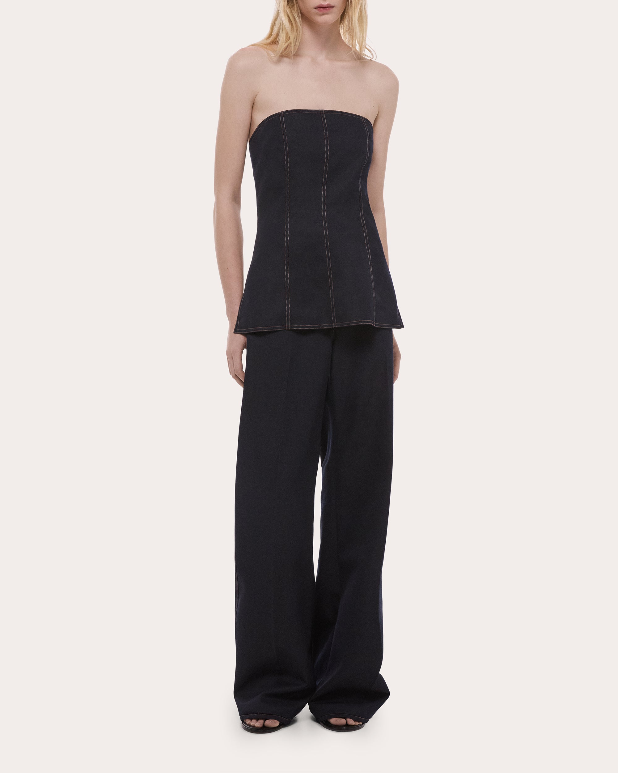 Minimal Topstitched Slip Bustier Top