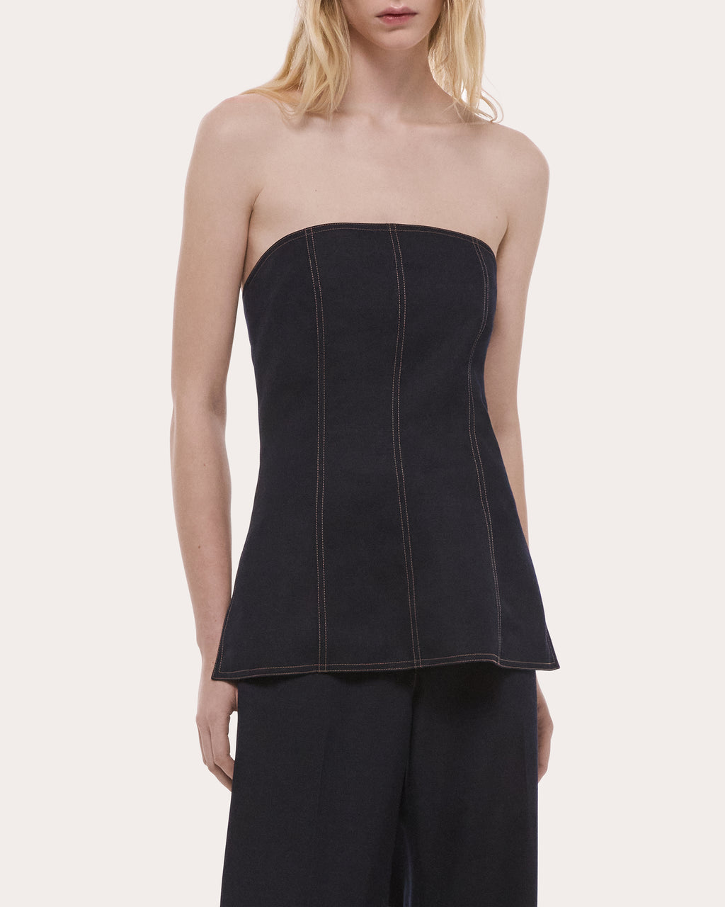 Minimal Topstitched Slip Bustier Top