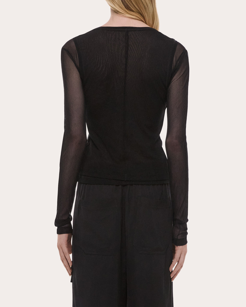 Sheer Mesh Layered Long-Sleeve Tee