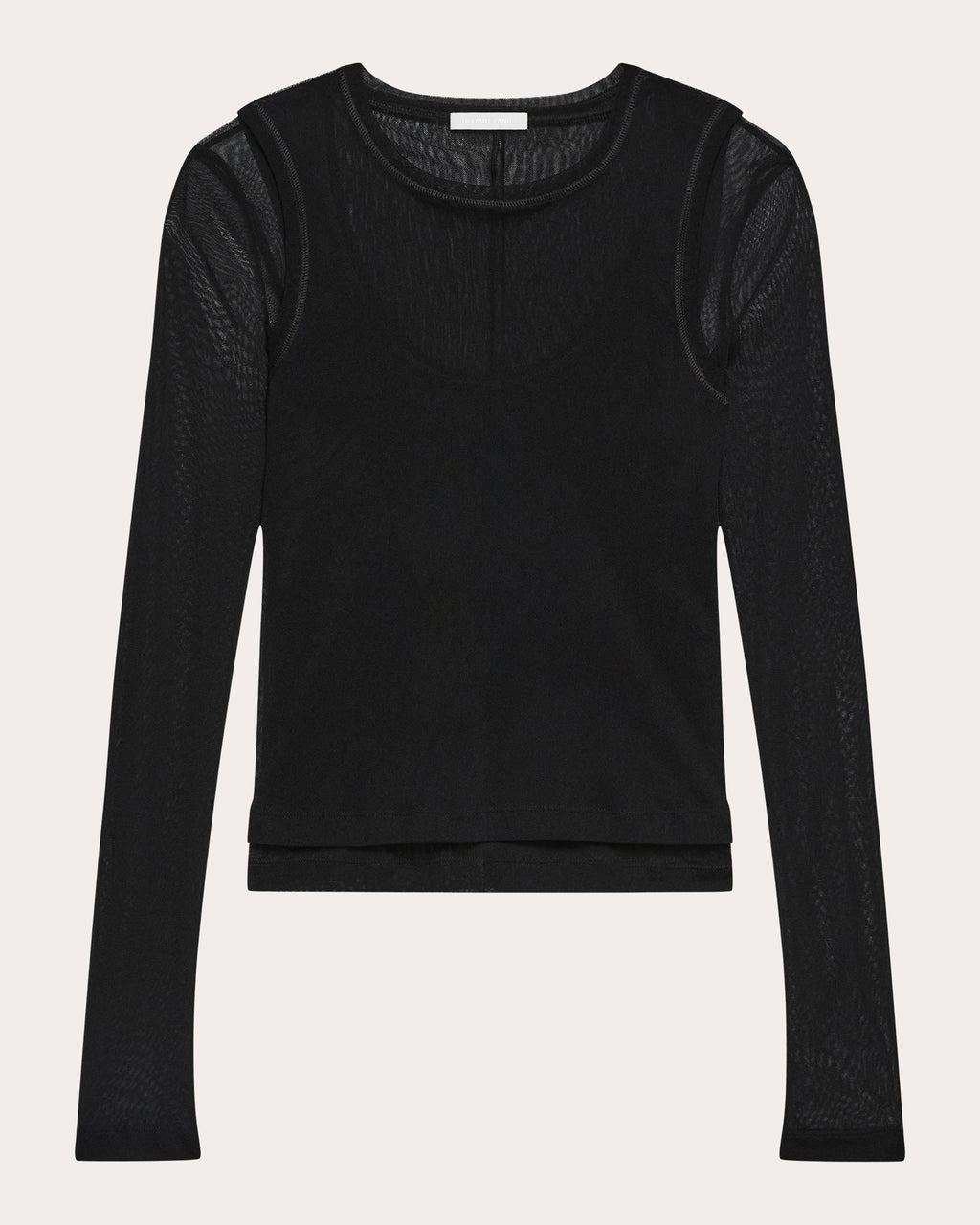 Sheer Mesh Layered Long-Sleeve Tee