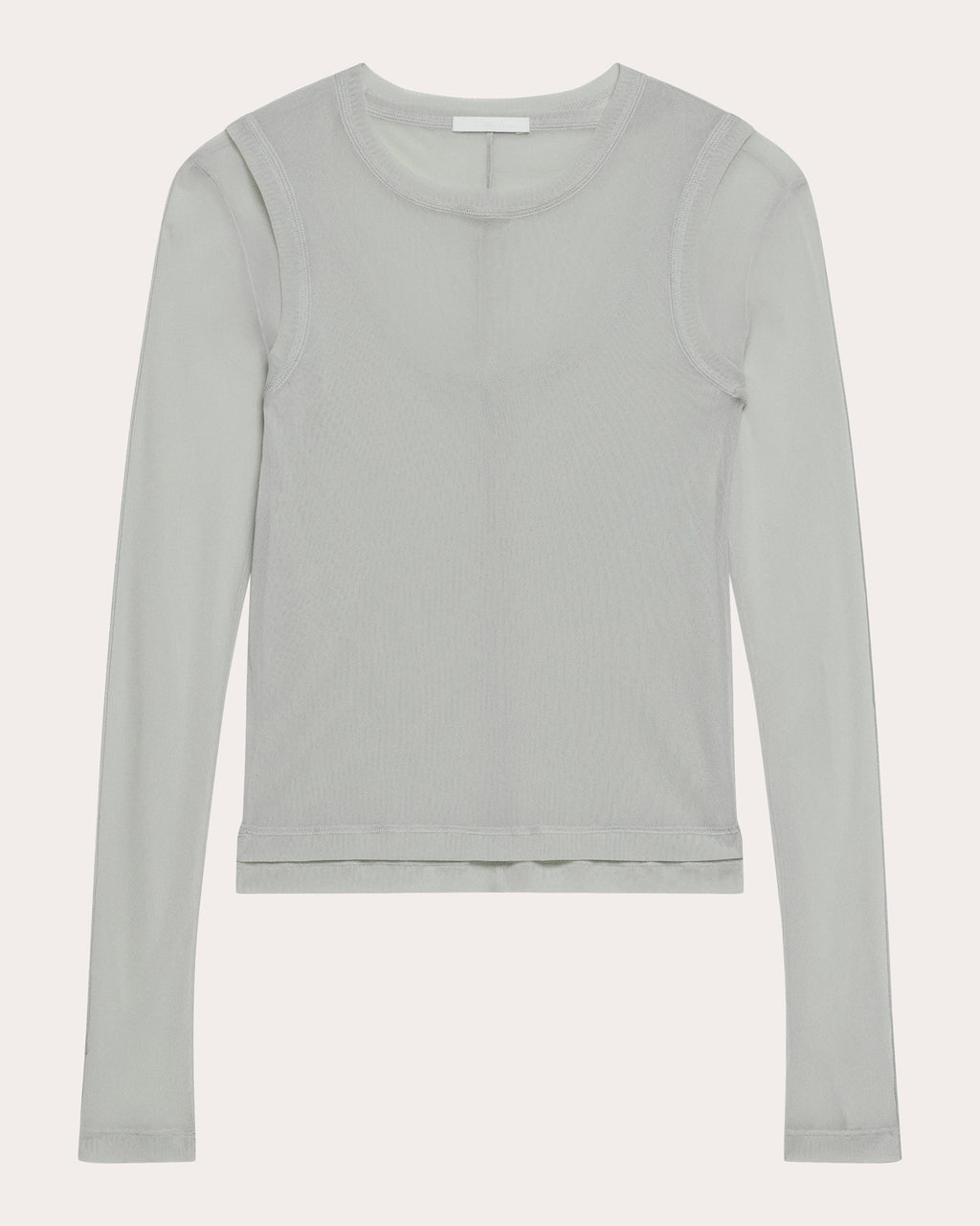 Sheer Mesh Layered Long-Sleeve Tee