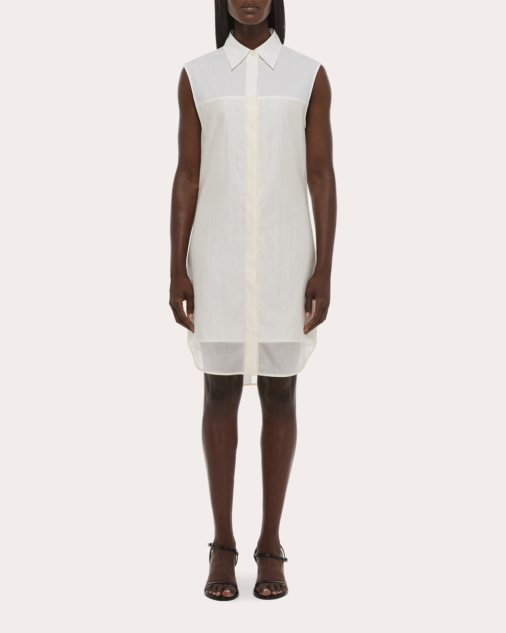 Cotton Poplin Voile Combo Shirt Dress