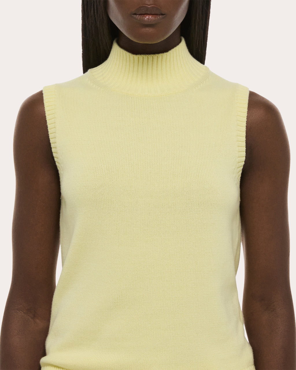 Knit Cotton Mock Neck Sweater Tank