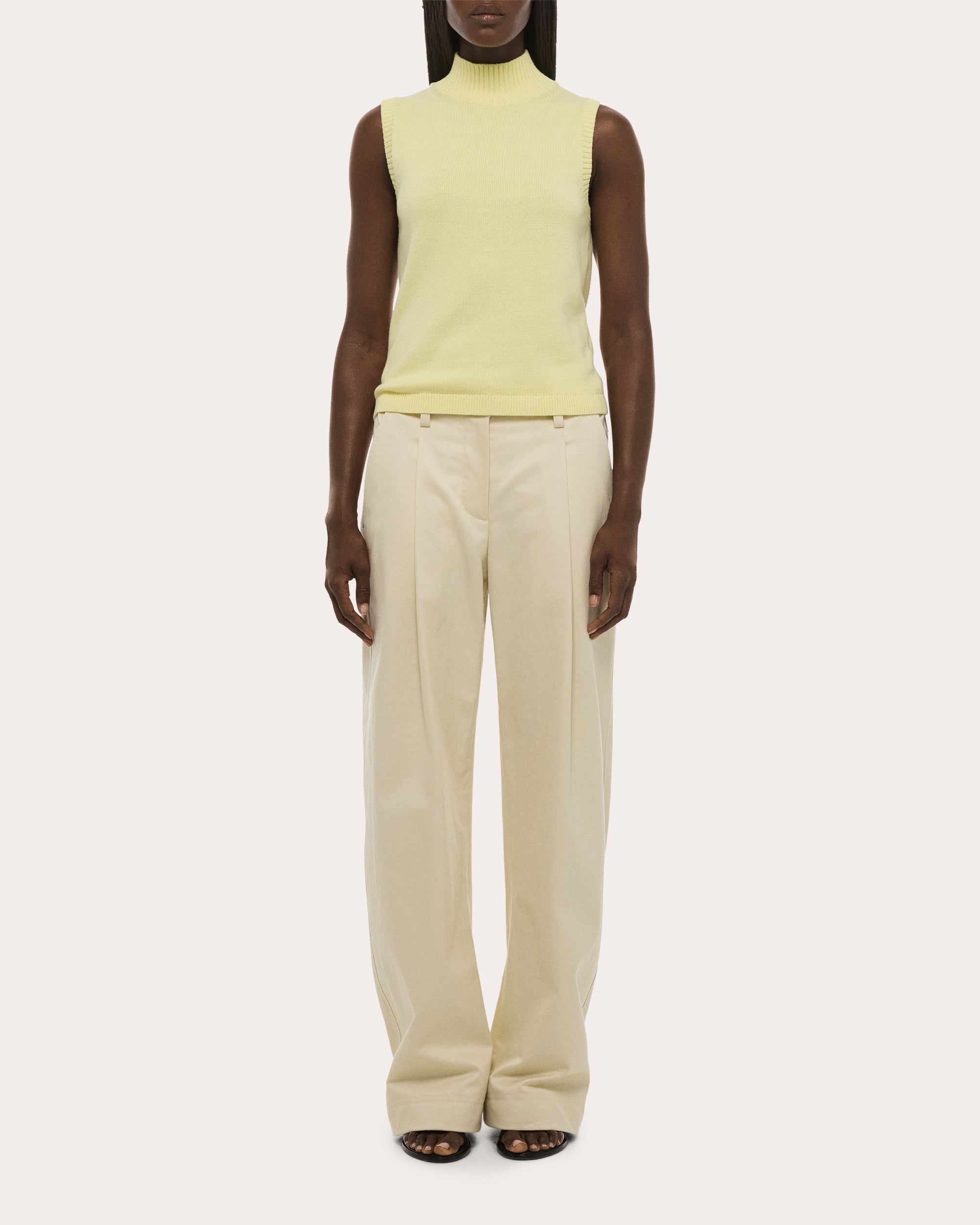 Knit Cotton Mock Neck Sweater Tank