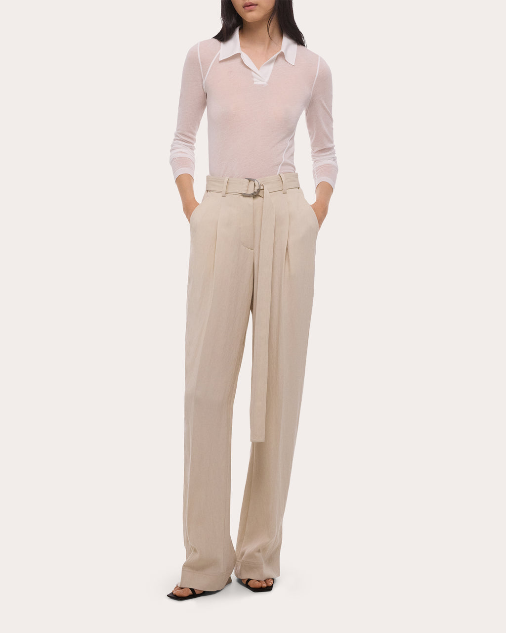 Pleated Twill Relaxed Trousers