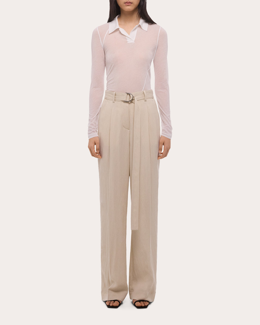 Pleated Twill Relaxed Trousers