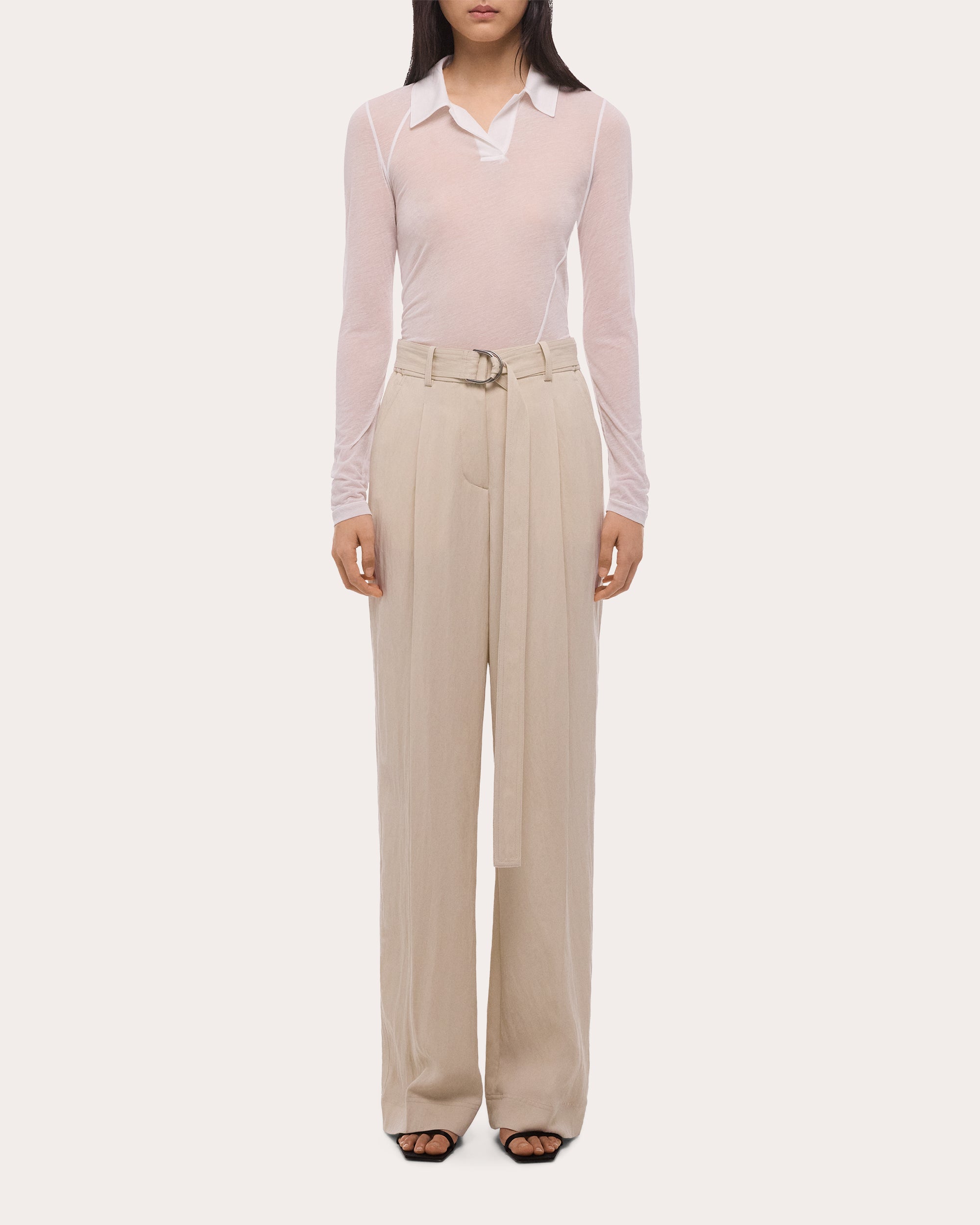 Pleated Twill Relaxed Trousers