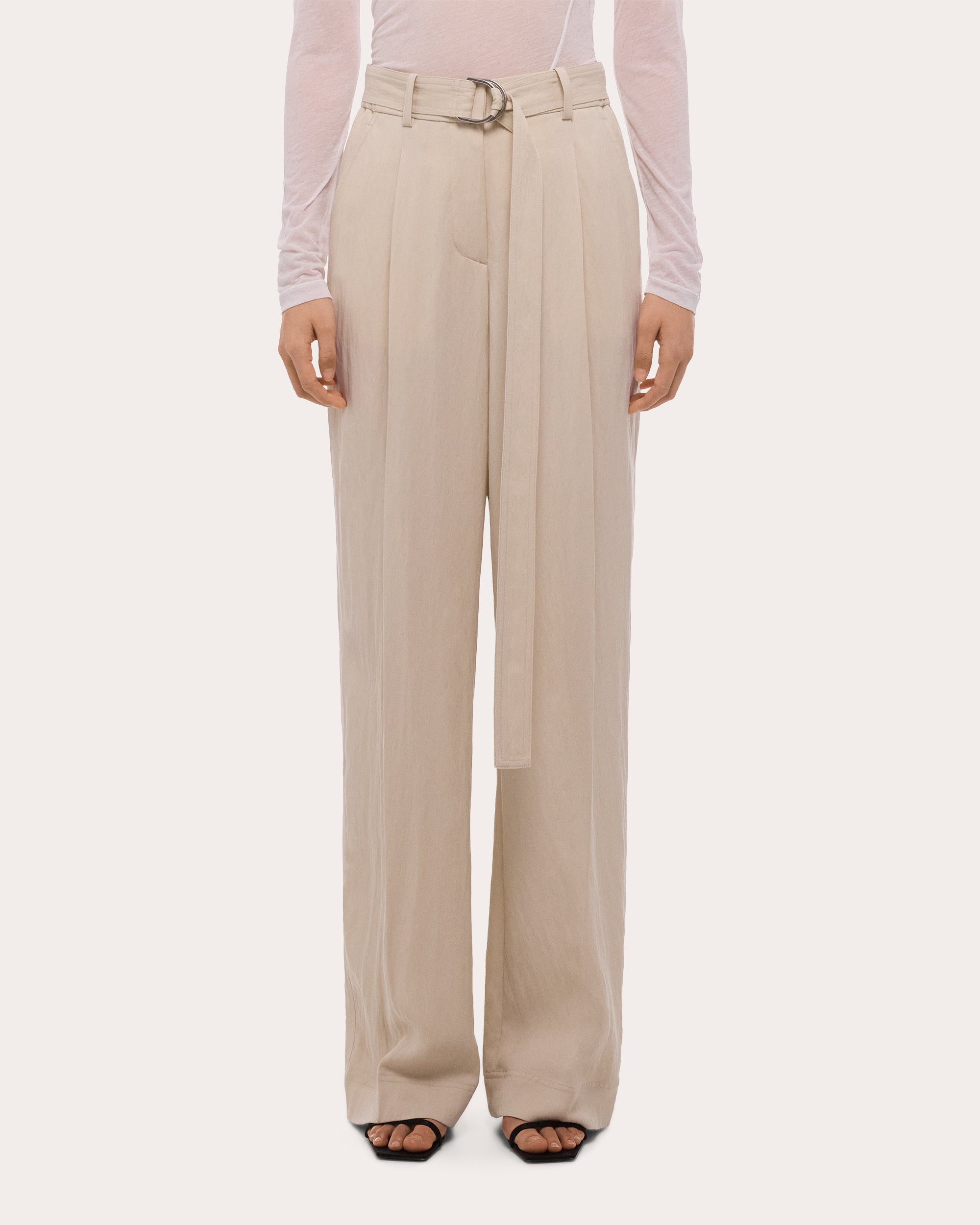 Pleated Twill Relaxed Trousers