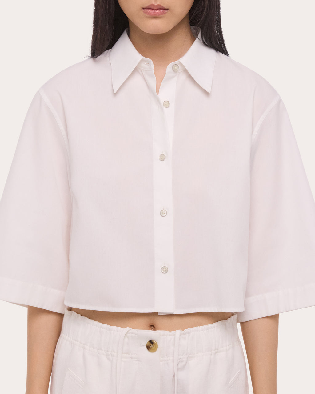Poplin Cropped Trench Shirt