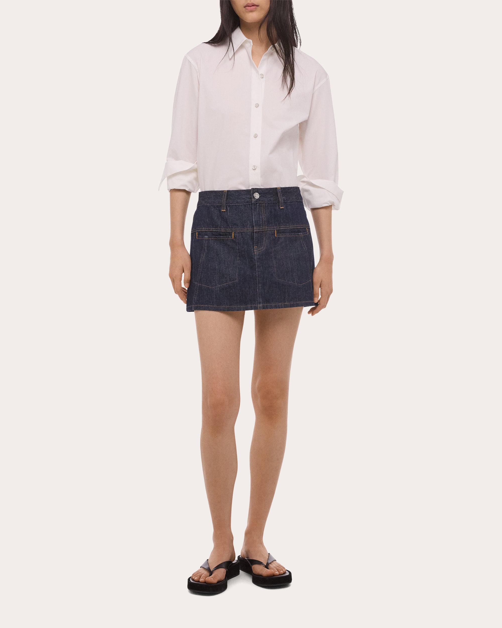 Seamed Denim Mini Skirt