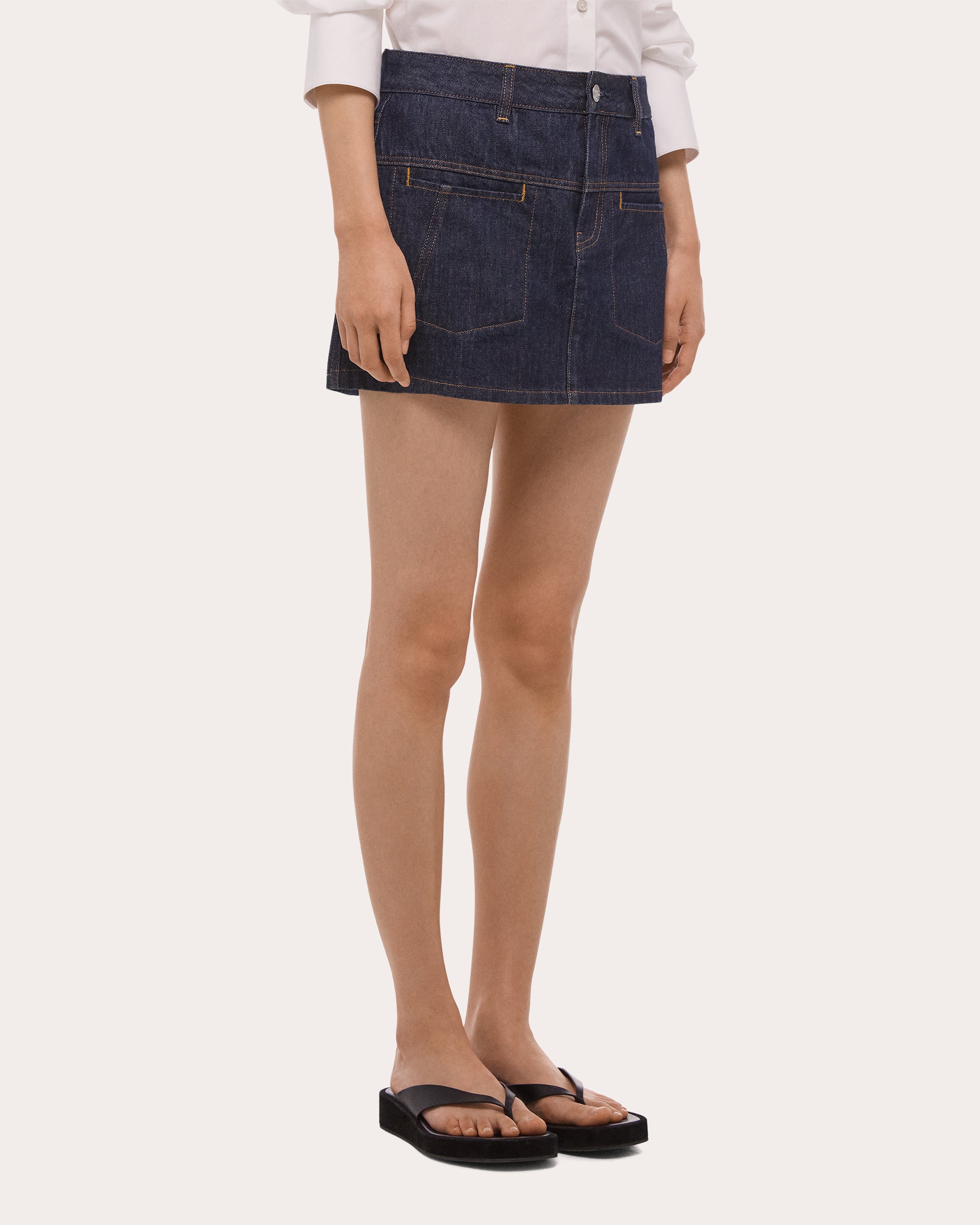 Seamed Denim Mini Skirt