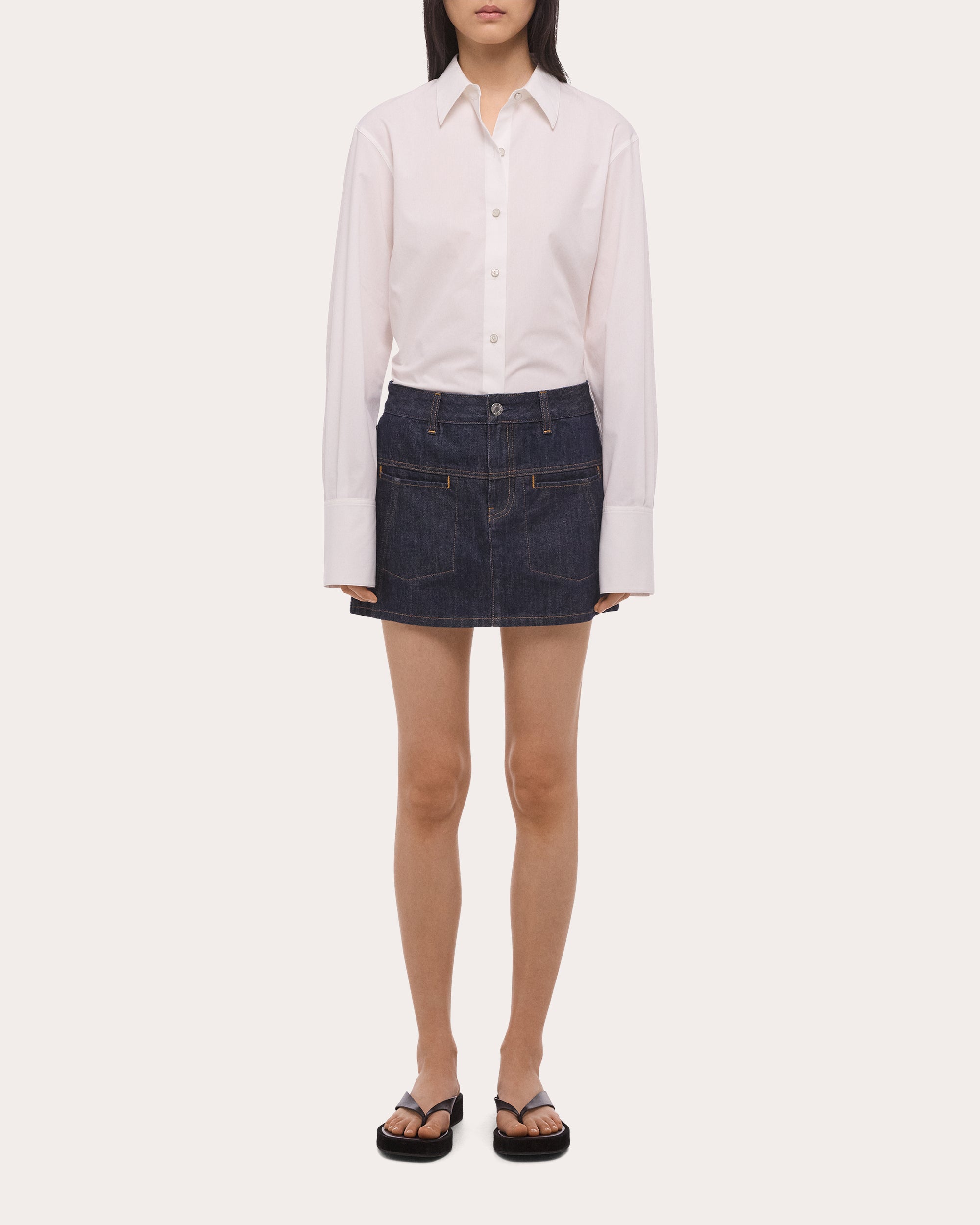 Seamed Denim Mini Skirt