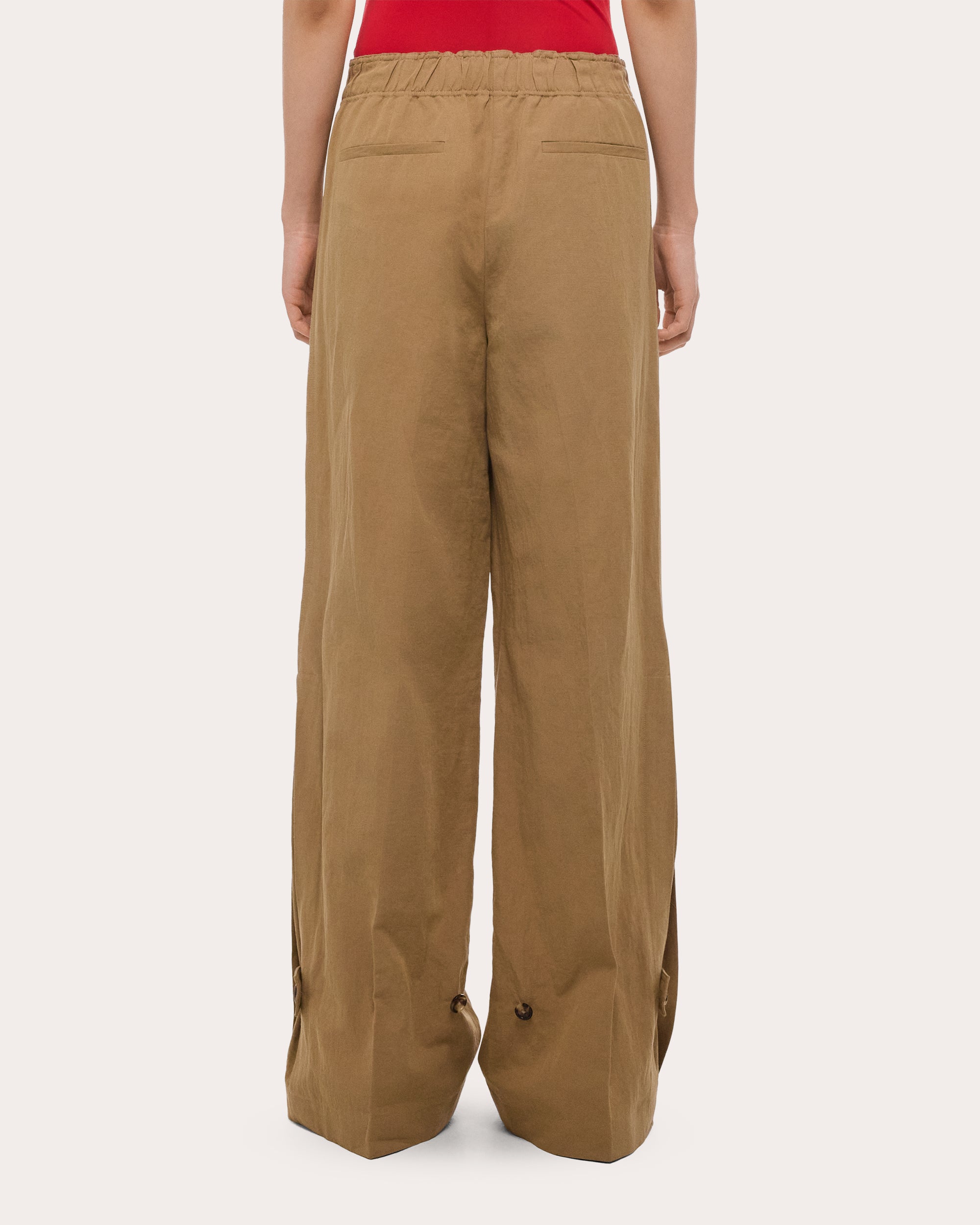 Cotton Linen Wide-Leg Trench Trousers