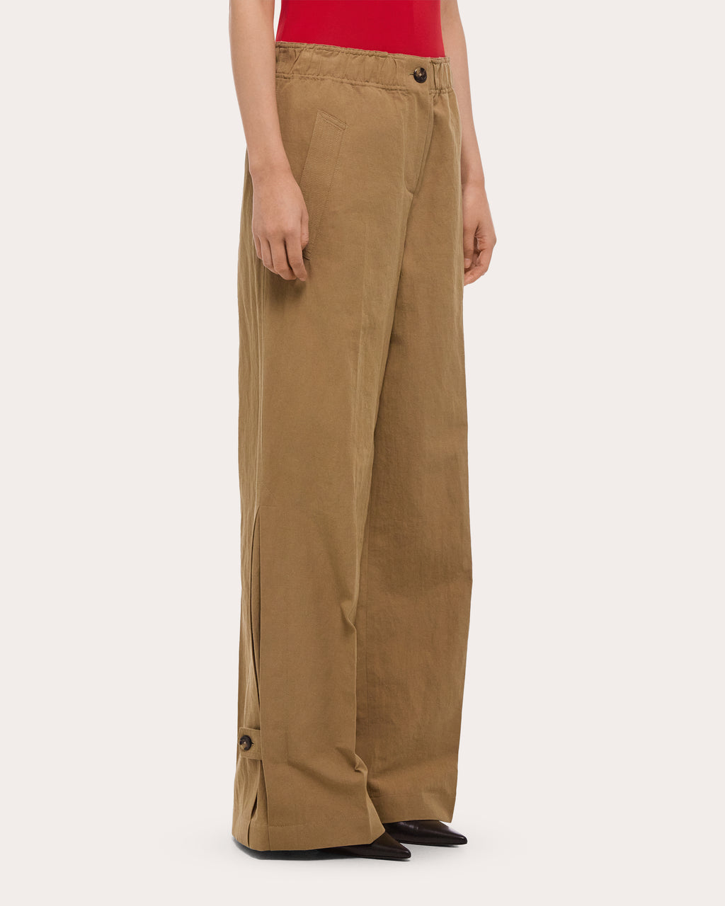 Cotton Linen Wide-Leg Trench Trousers