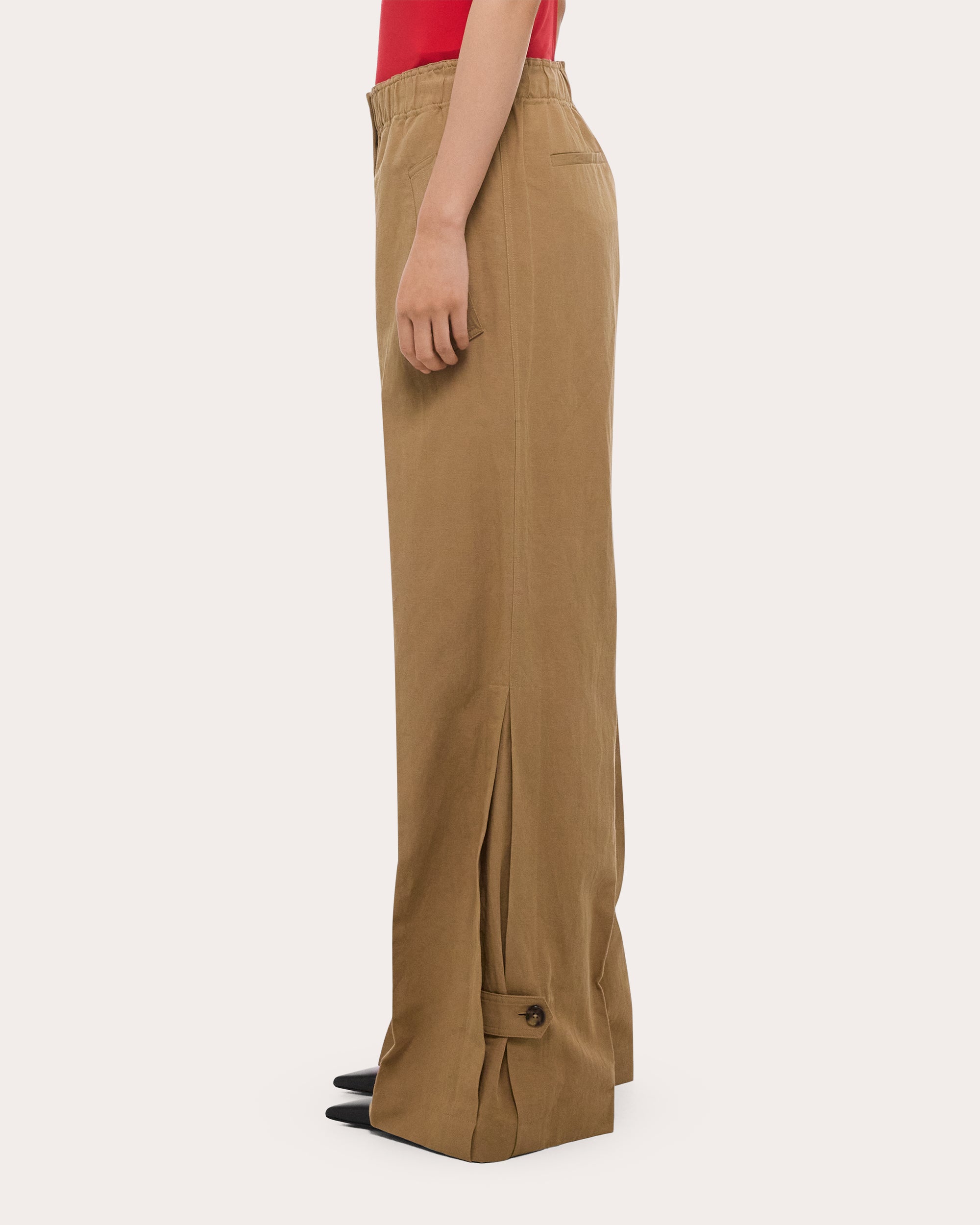 Cotton Linen Wide-Leg Trench Trousers