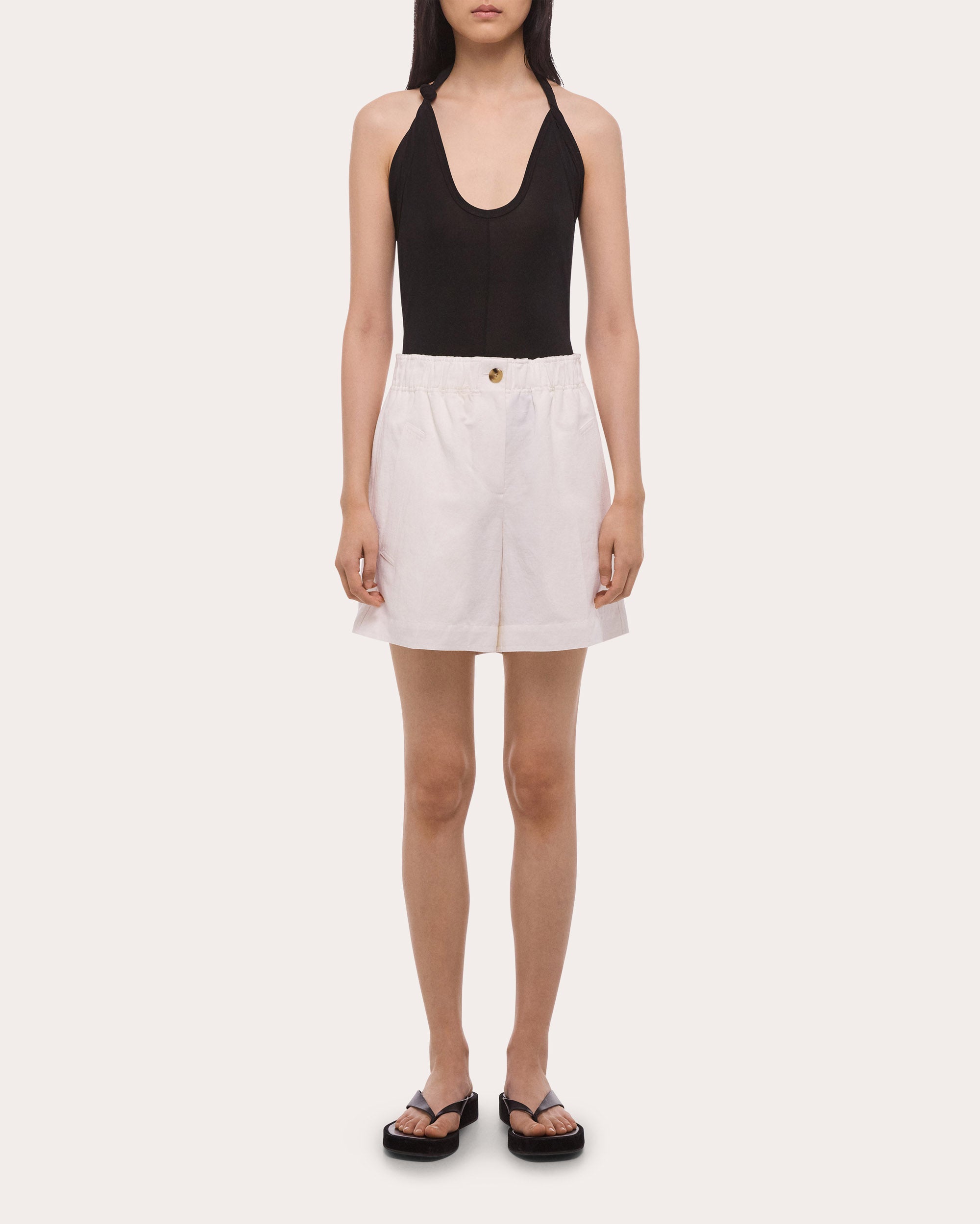 Cotton Linen Trench Shorts