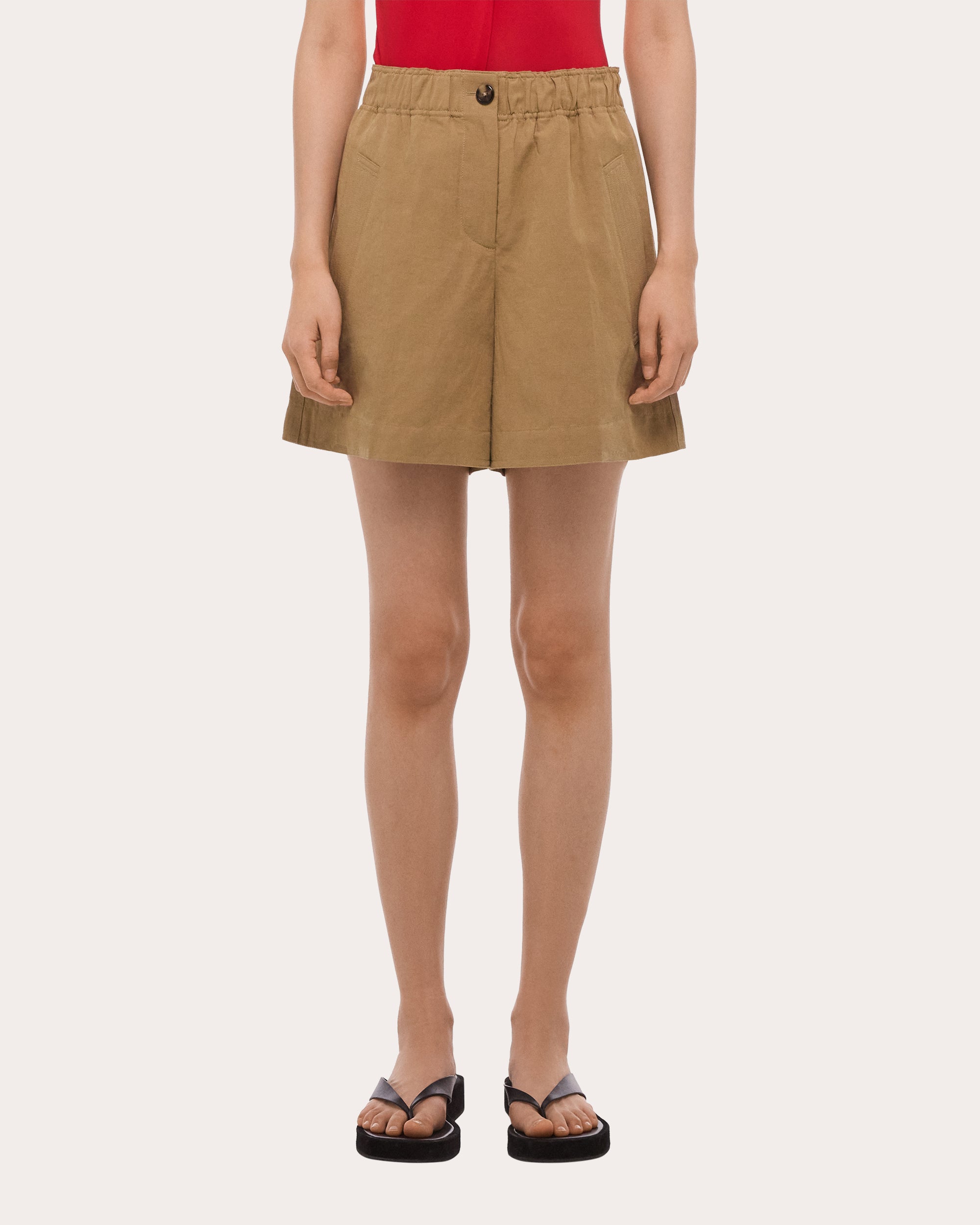 Cotton Linen Trench Shorts