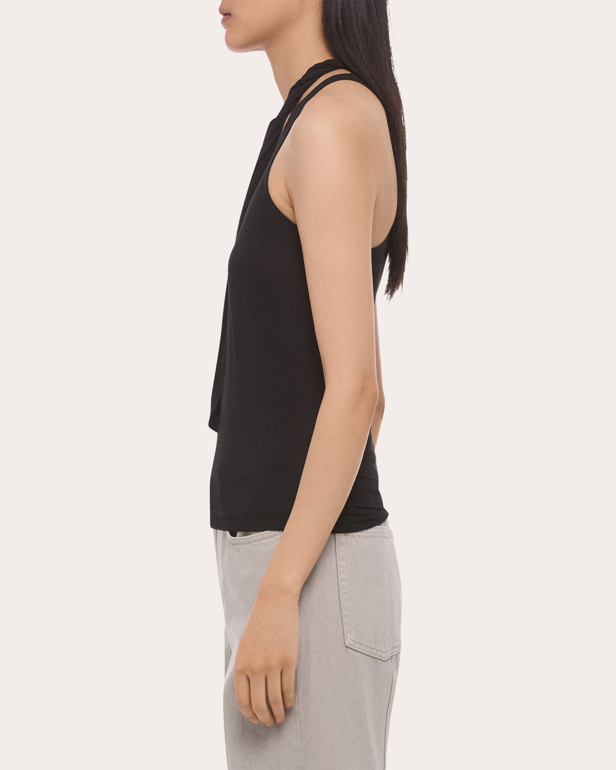 Jersey Asymmetric Twist Tank Top