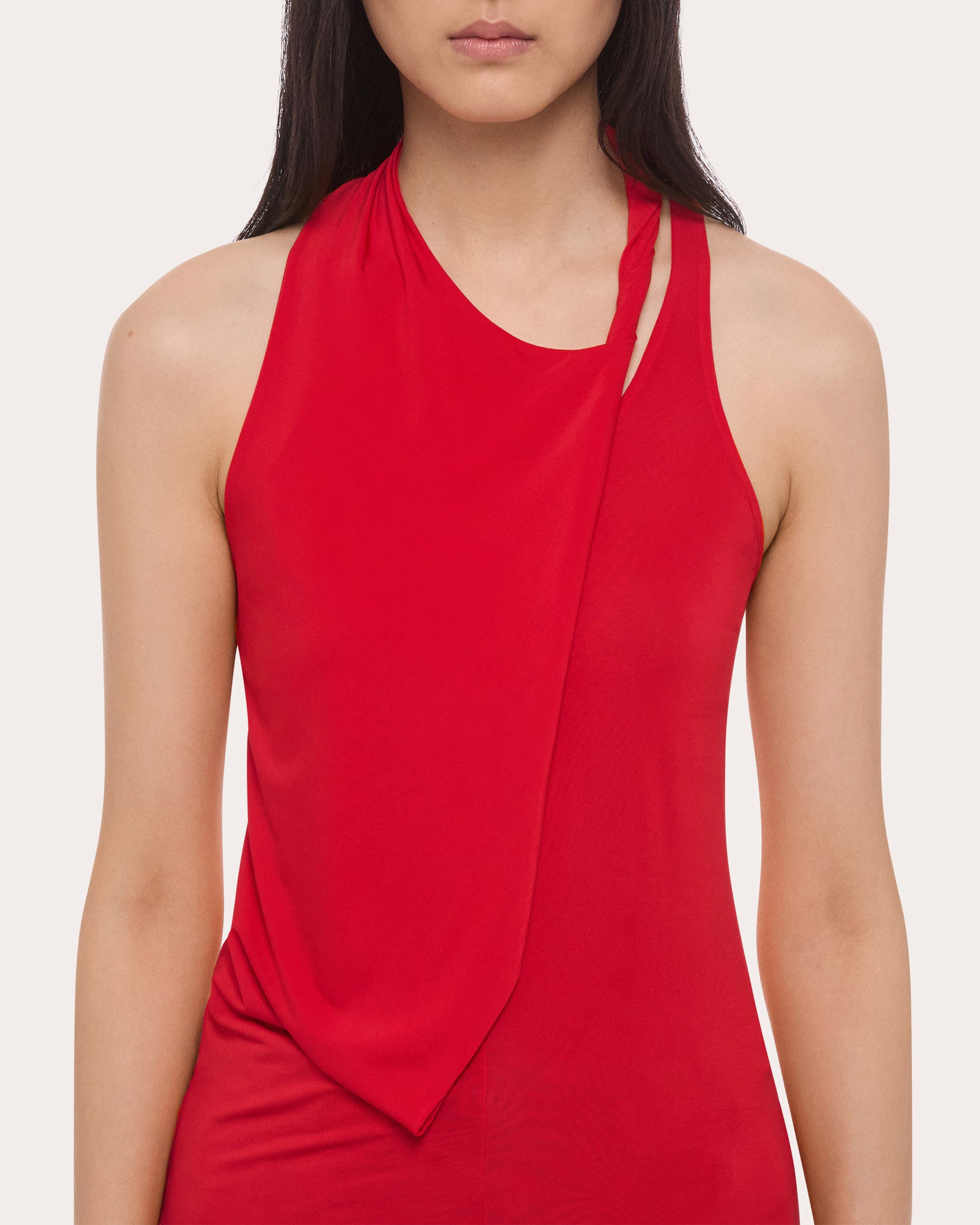 Jersey Asymmetric Twist Tank Top