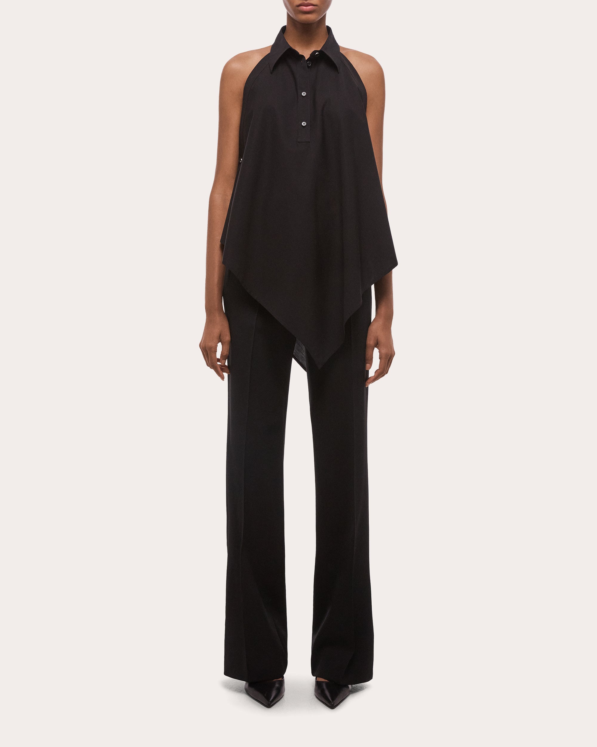 Poplin Collared Scarf Top